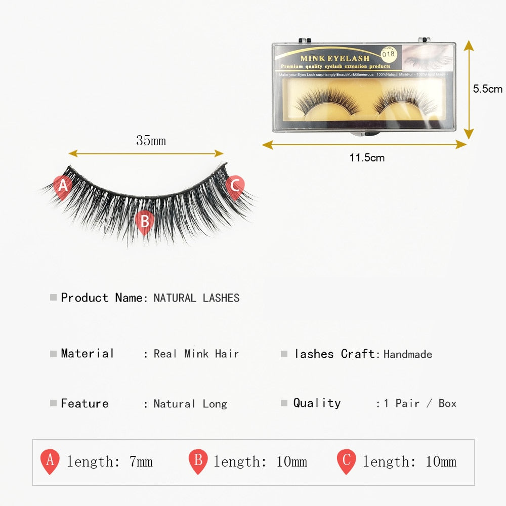 1 Pair 3D Mink Long False Eyelashes – Natural & Lightweight
