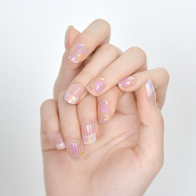 Xiantai UV Gel Nail Art Patches Semi-Cured Light Therapy Nail Stickers Waterproof 16 Finger Half Cured Nail Full Cover Wholesale