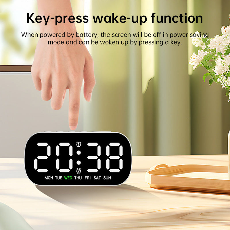USB Digital Alarm Clock (LED, temp/date/week, dual alarm, snooze, 5-level brightness, 12/24H, night mode)
