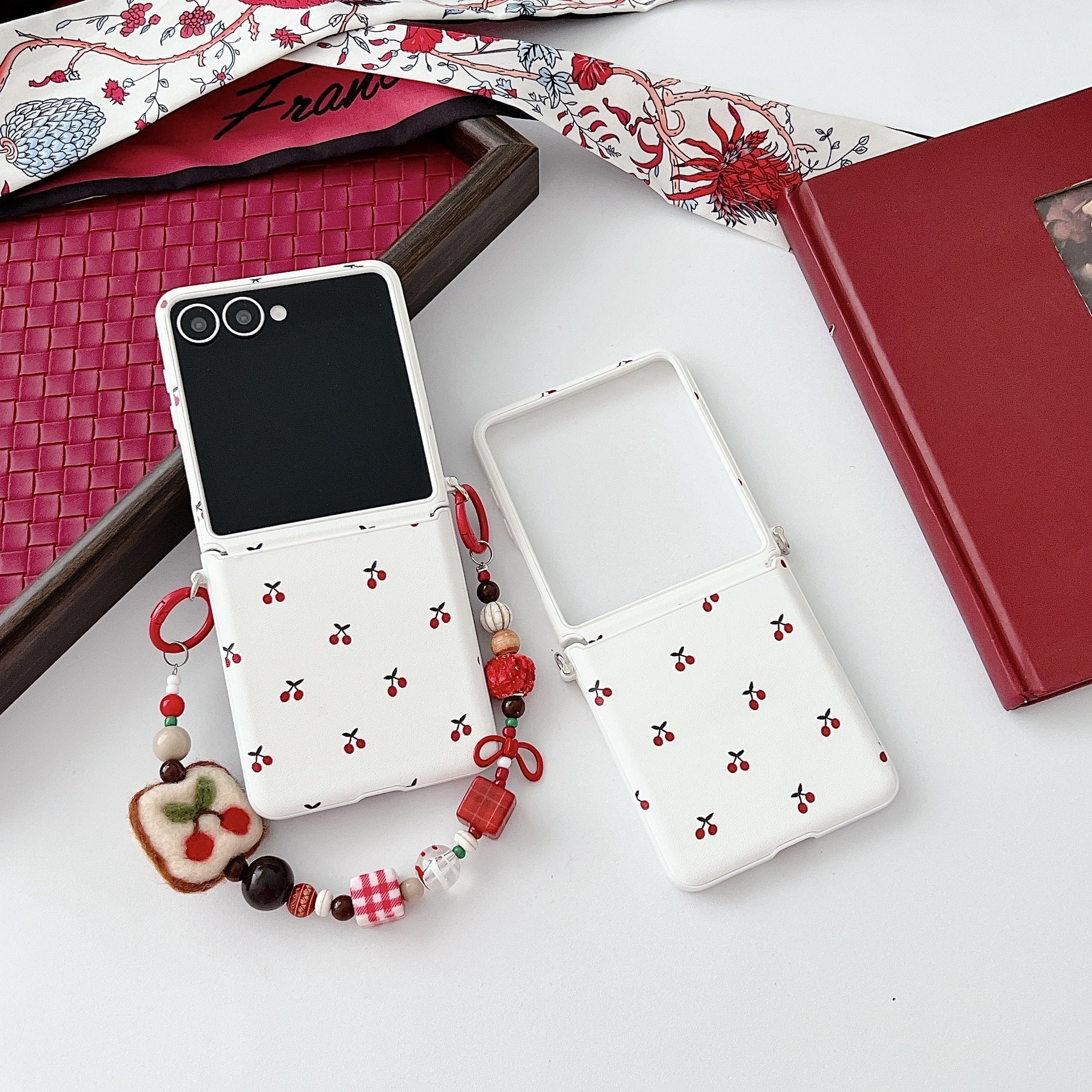 White Background Korean Style Cherry Phone Case