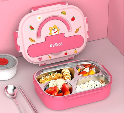 Cartoon cute food grade household 316 stainless steel compartment lunch box lunch box