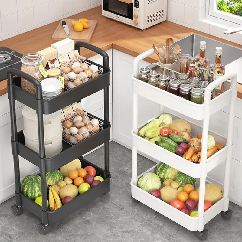 Multi-Layer Wheeled Utility Cart (for home, kitchen, bathroom storage: snacks, books)