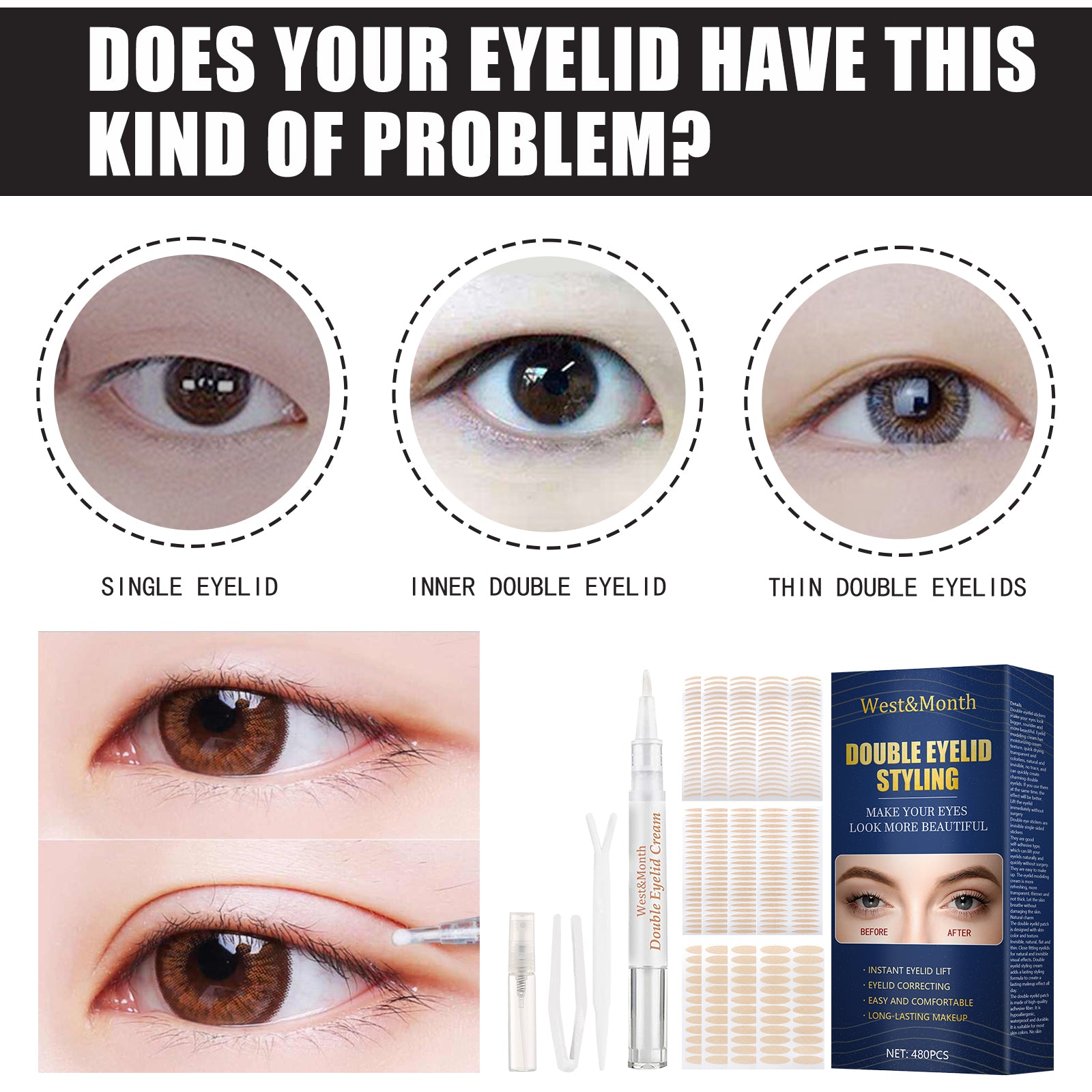 Double Eyelid Mesh Tape – Water-Activated, Glue-Free