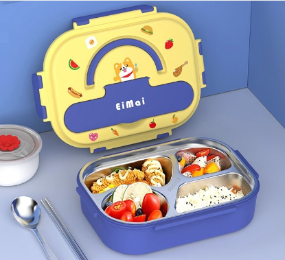 Cartoon cute food grade household 316 stainless steel compartment lunch box lunch box