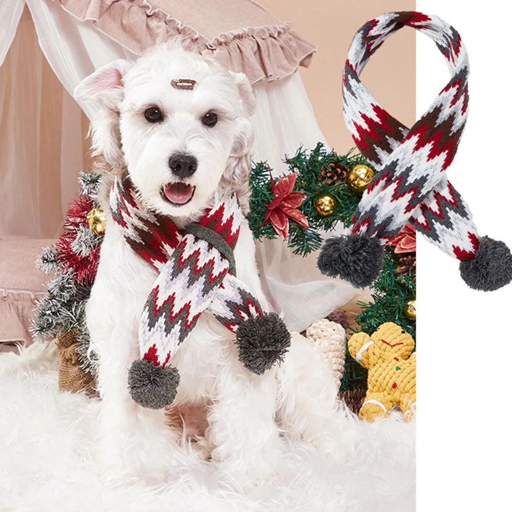 Christmas Knitted Pet Scarf – Winter Dog & Cat Accessory
