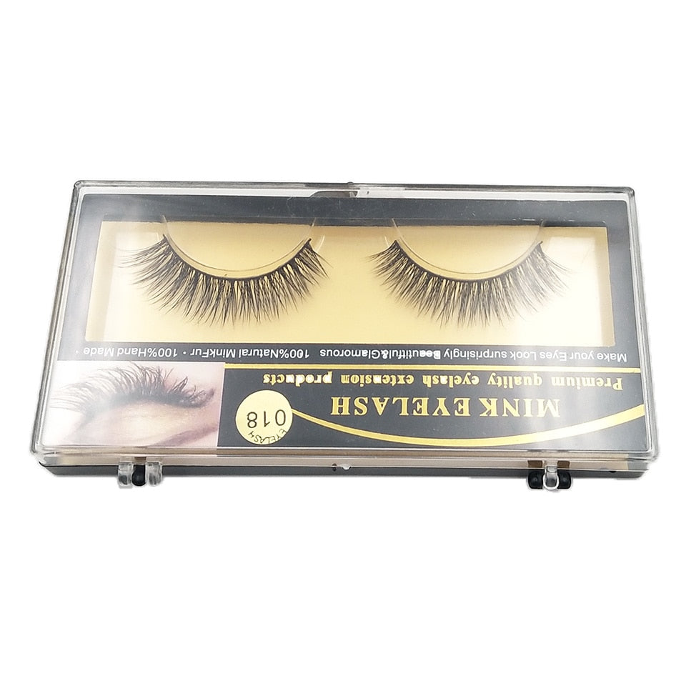 1 Pair 3D Mink Long False Eyelashes – Natural & Lightweight