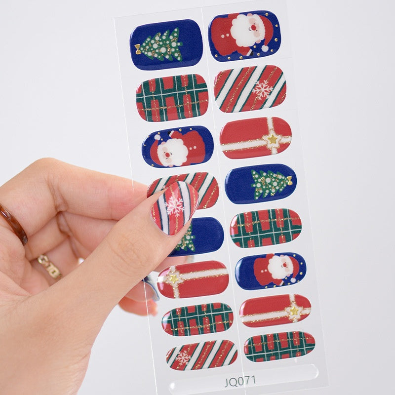 Xiantai UV Gel Nail Art Patches Semi-Cured Light Therapy Nail Stickers Waterproof 16 Finger Half Cured Nail Full Cover Wholesale