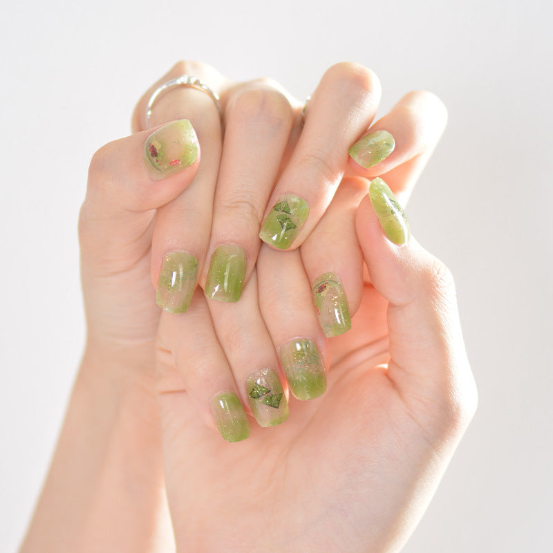 Xiantai UV Gel Nail Art Patches Semi-Cured Light Therapy Nail Stickers Waterproof 16 Finger Half Cured Nail Full Cover Wholesale