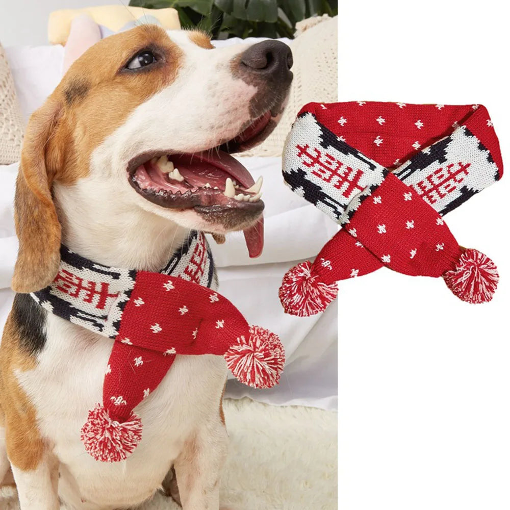 Christmas Knitted Pet Scarf – Winter Dog & Cat Accessory