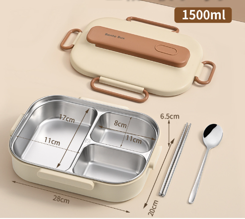 Microwave-heatable 304 stainless steel compartment sealed insulation lunch box lunch box