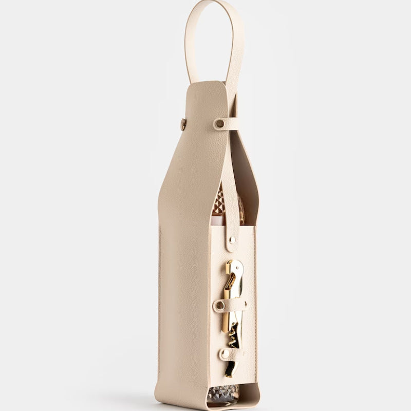 Wine Tote Bag with Leather Wine and Champagne Storage, Portable Carry Bag for Picnics