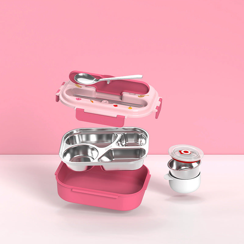 Cartoon cute food grade household 316 stainless steel compartment lunch box lunch box