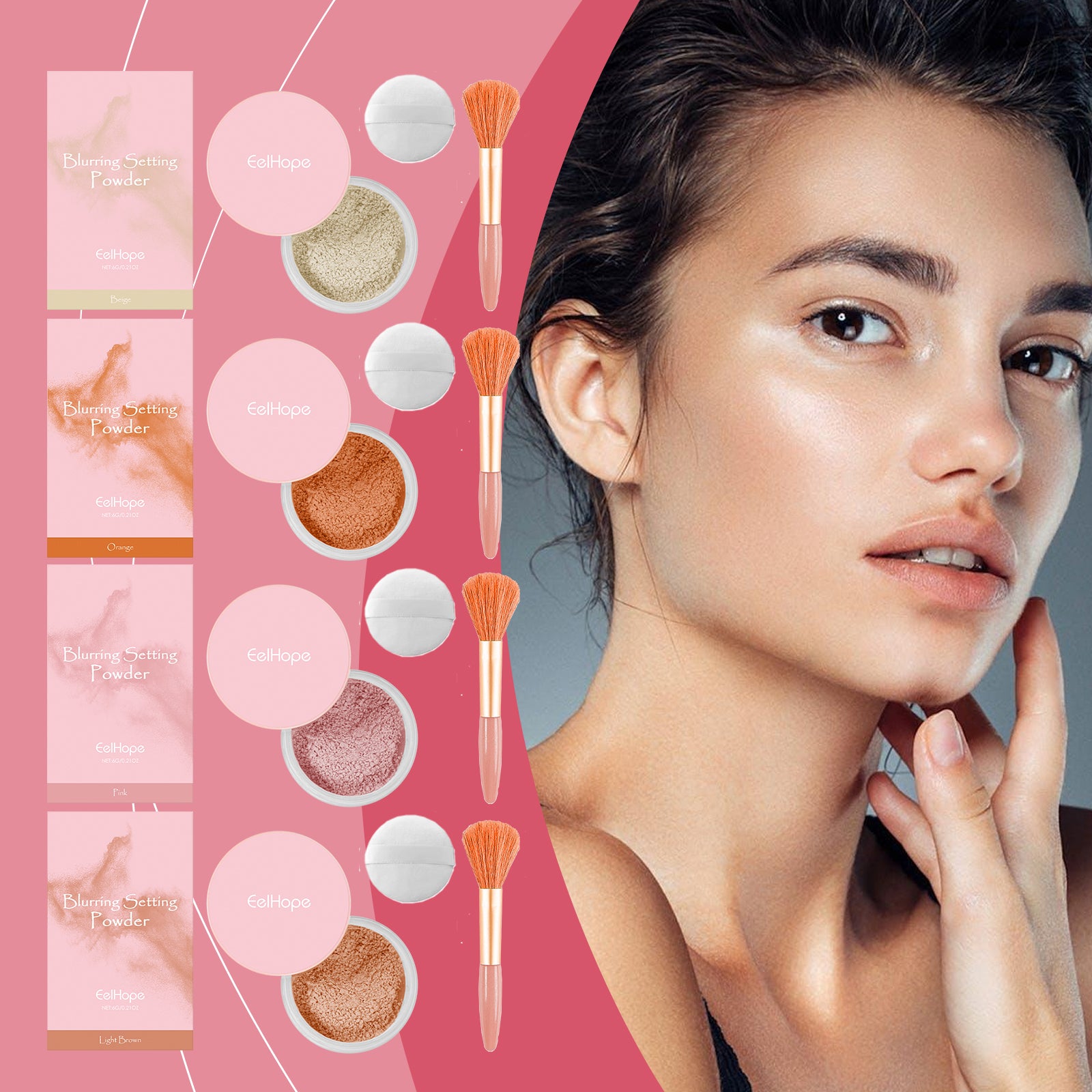 Eelhope Beige Setting Powder with Brush