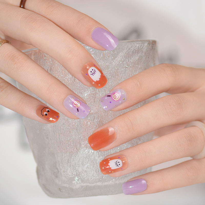 Xiantai UV Gel Nail Art Patches Semi-Cured Light Therapy Nail Stickers Waterproof 16 Finger Half Cured Nail Full Cover Wholesale