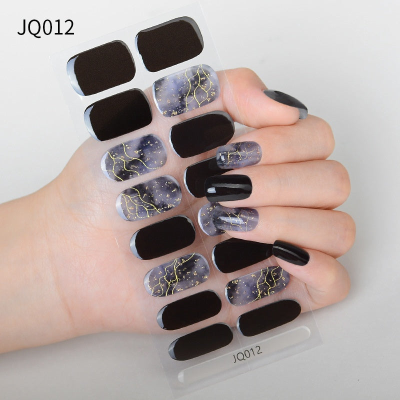 Xiantai UV Gel Nail Art Patches Semi-Cured Light Therapy Nail Stickers Waterproof 16 Finger Half Cured Nail Full Cover Wholesale