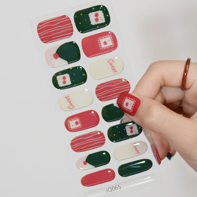 Xiantai UV Gel Nail Art Patches Semi-Cured Light Therapy Nail Stickers Waterproof 16 Finger Half Cured Nail Full Cover Wholesale