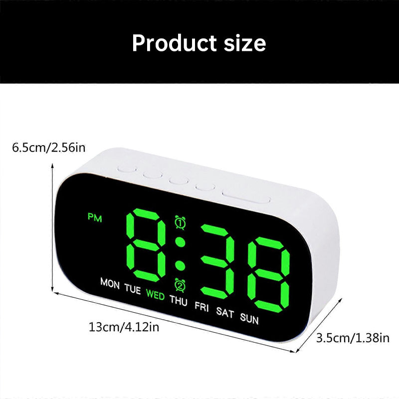 USB Digital Alarm Clock (LED, temp/date/week, dual alarm, snooze, 5-level brightness, 12/24H, night mode)