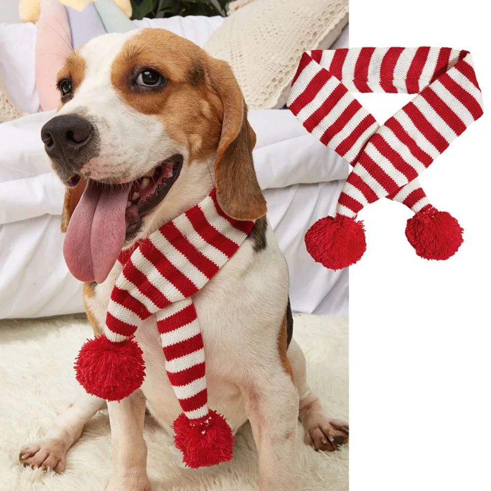 Christmas Knitted Pet Scarf – Winter Dog & Cat Accessory