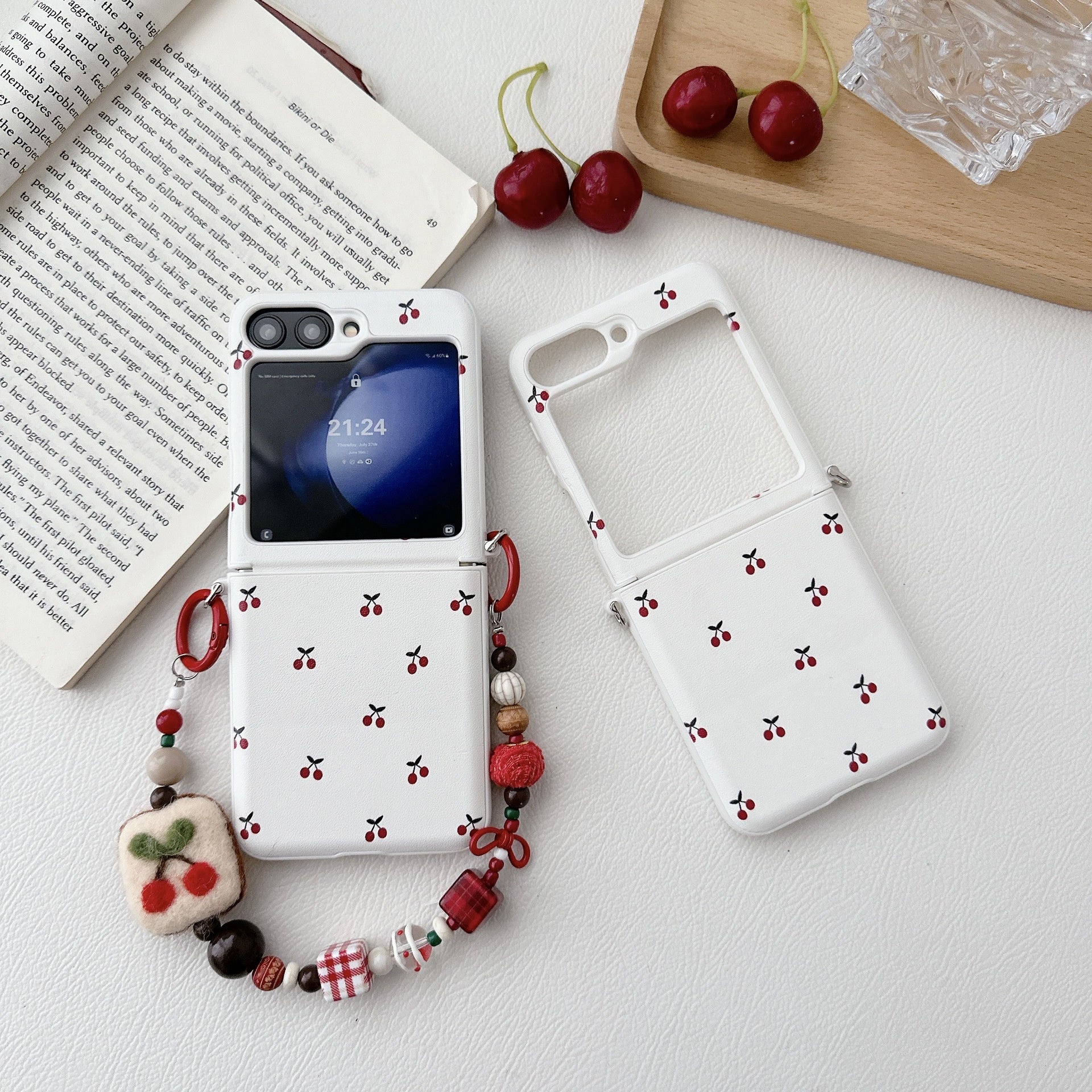 White Background Korean Style Cherry Phone Case