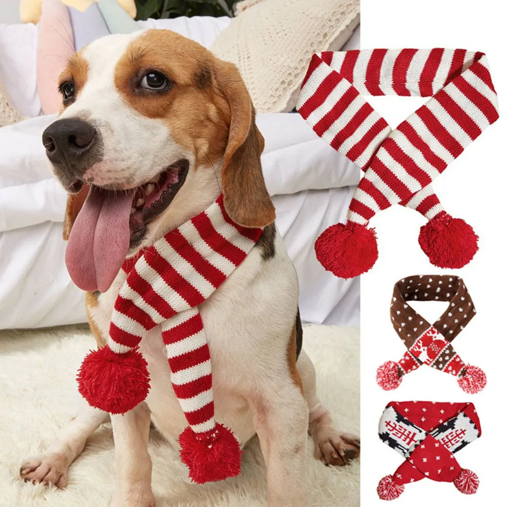 Christmas Knitted Pet Scarf – Winter Dog & Cat Accessory