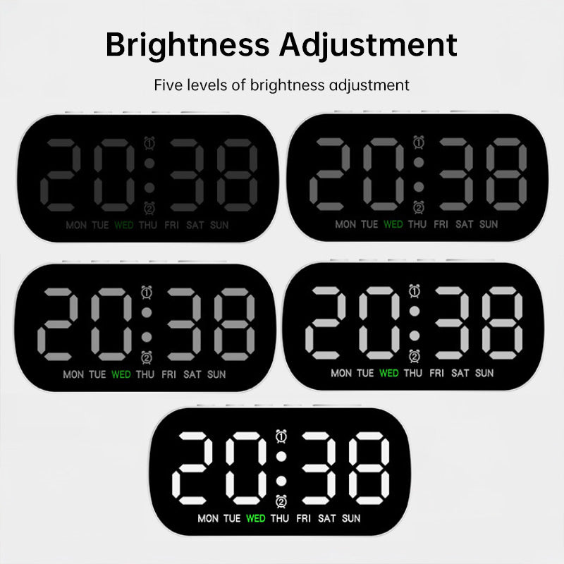 USB Digital Alarm Clock (LED, temp/date/week, dual alarm, snooze, 5-level brightness, 12/24H, night mode)