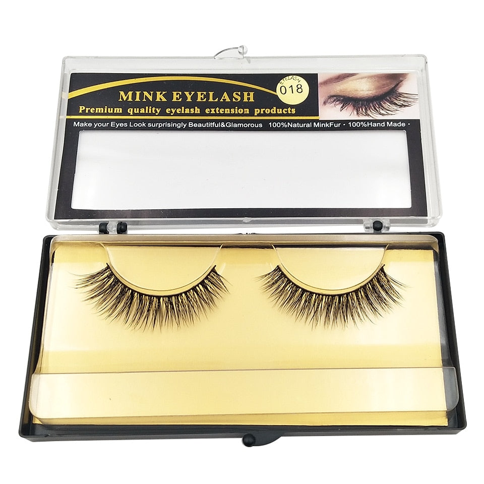 1 Pair 3D Mink Long False Eyelashes – Natural & Lightweight