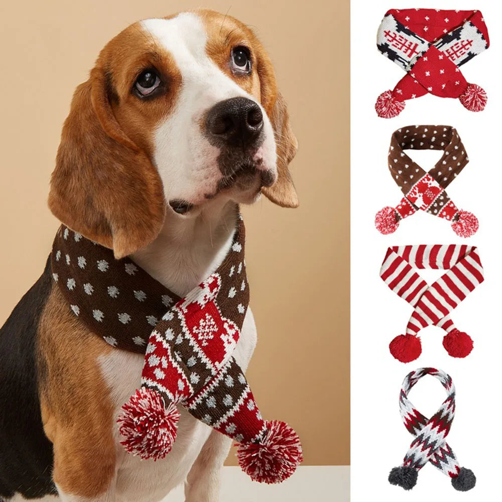 Christmas Knitted Pet Scarf – Winter Dog & Cat Accessory