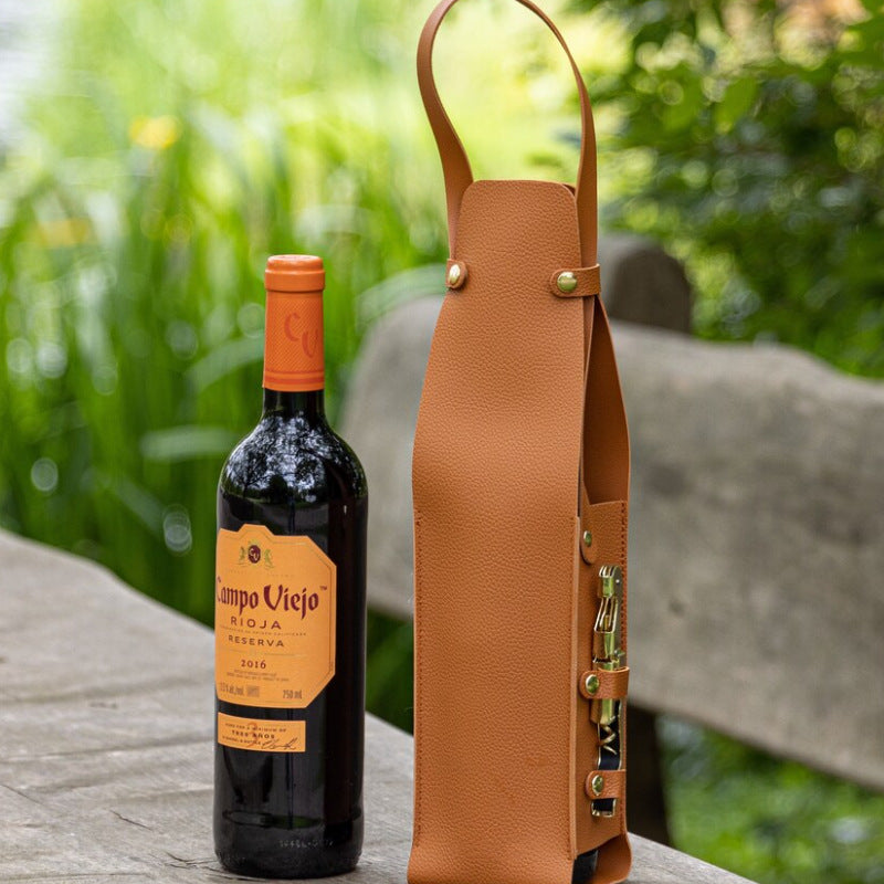 Wine Tote Bag with Leather Wine and Champagne Storage, Portable Carry Bag for Picnics