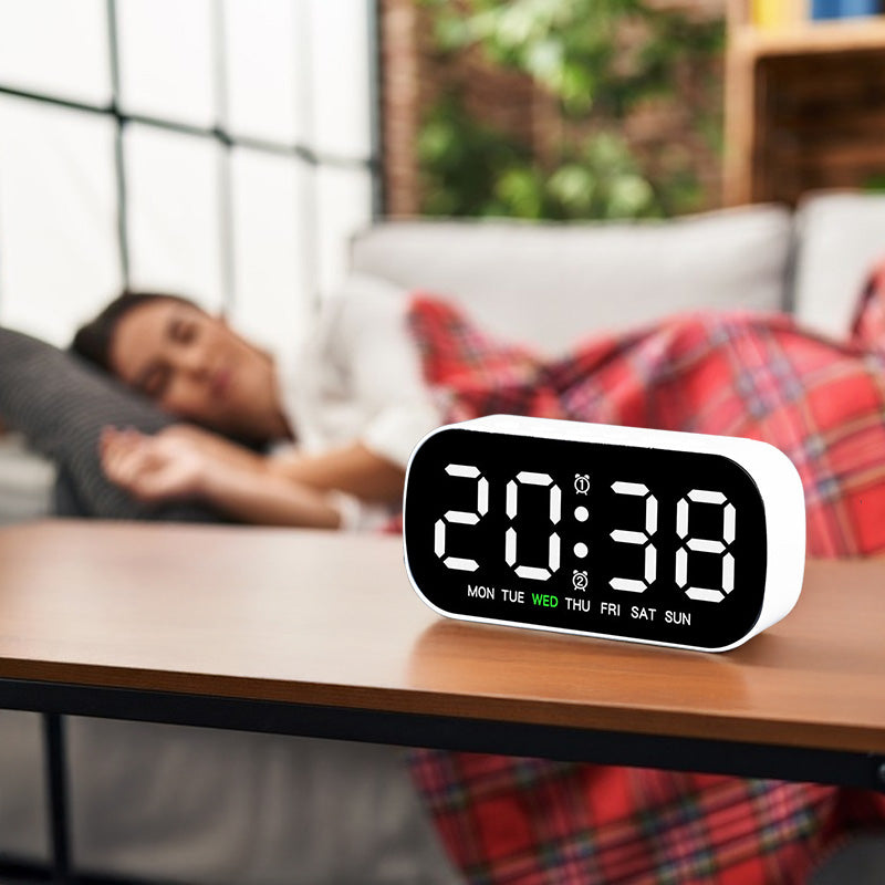 USB Digital Alarm Clock (LED, temp/date/week, dual alarm, snooze, 5-level brightness, 12/24H, night mode)