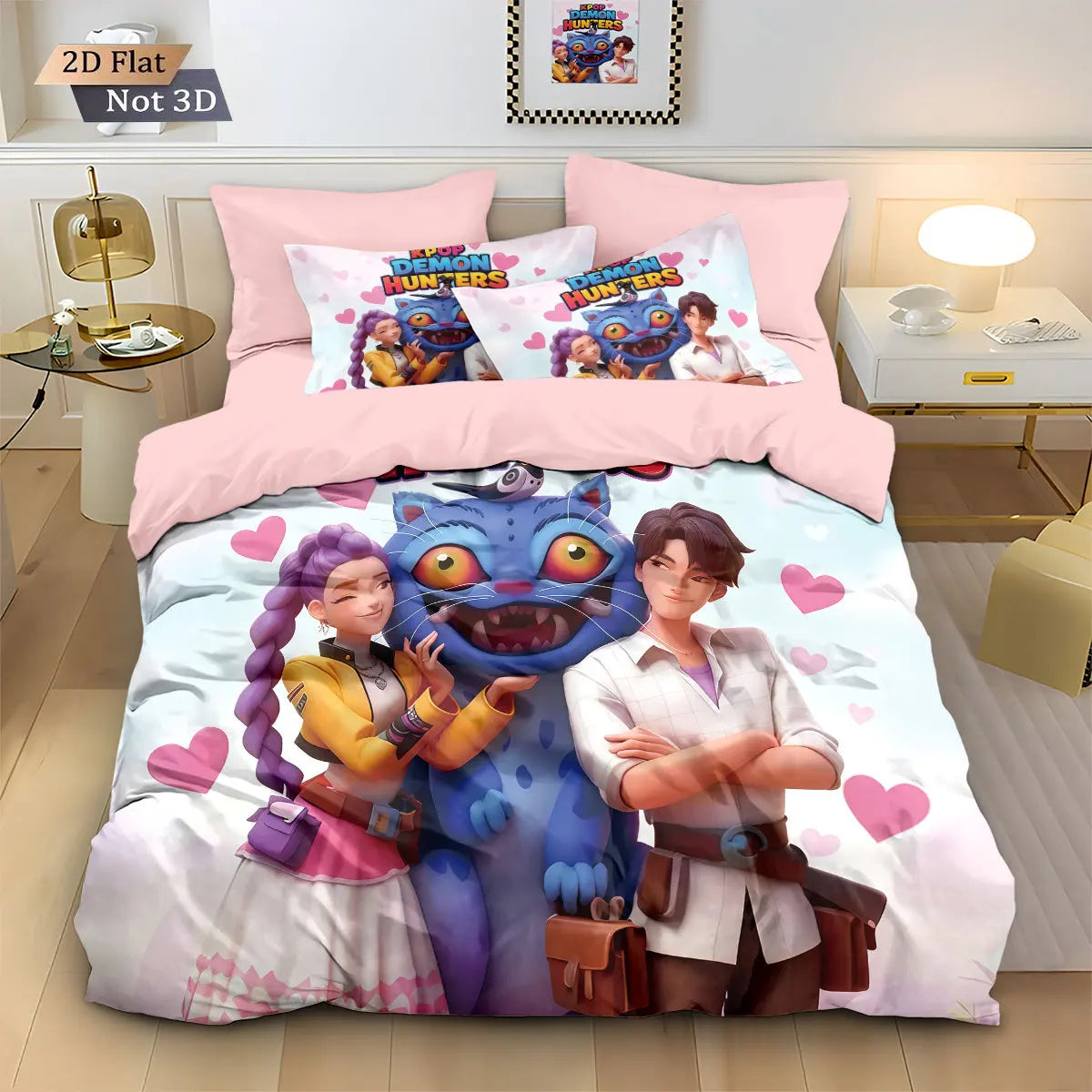 K-Pop Demon Hunters Pink Bedding Set