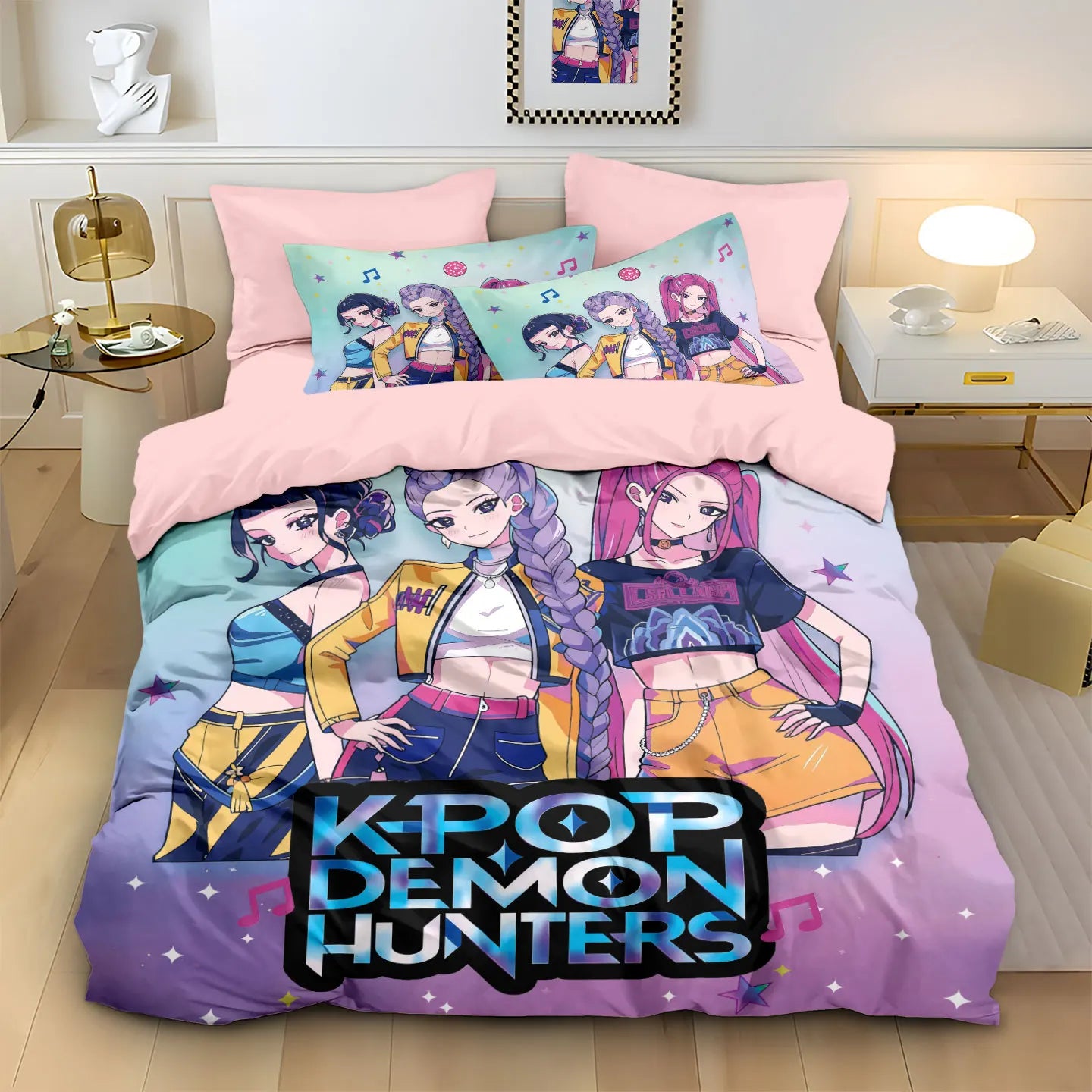 K-Pop Demon Hunters Pink Bedding Set