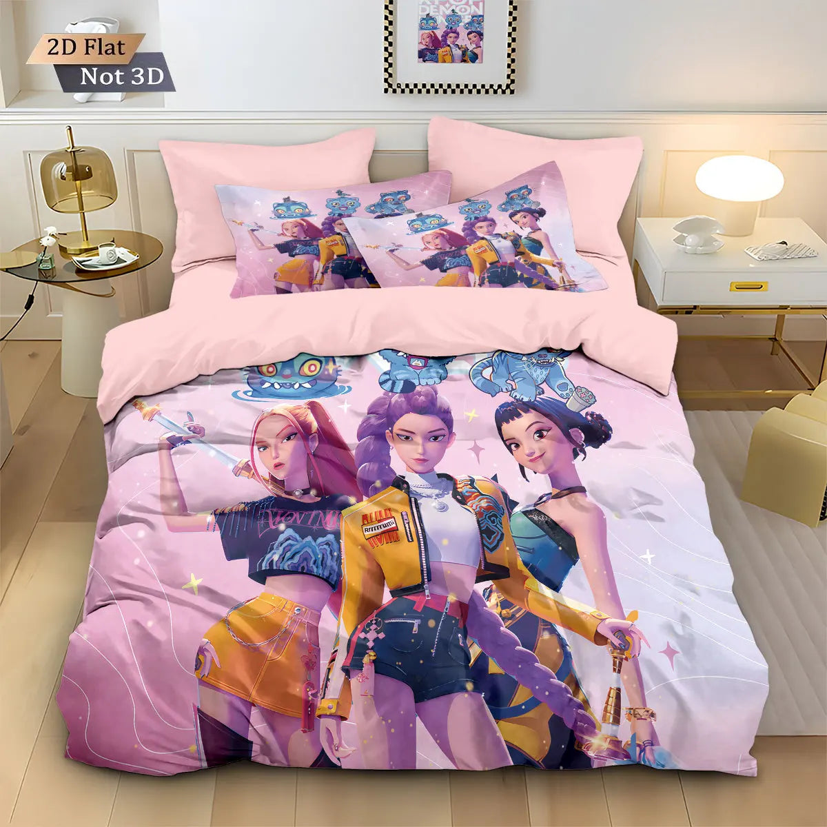 K-Pop Demon Hunters Pink Bedding Set