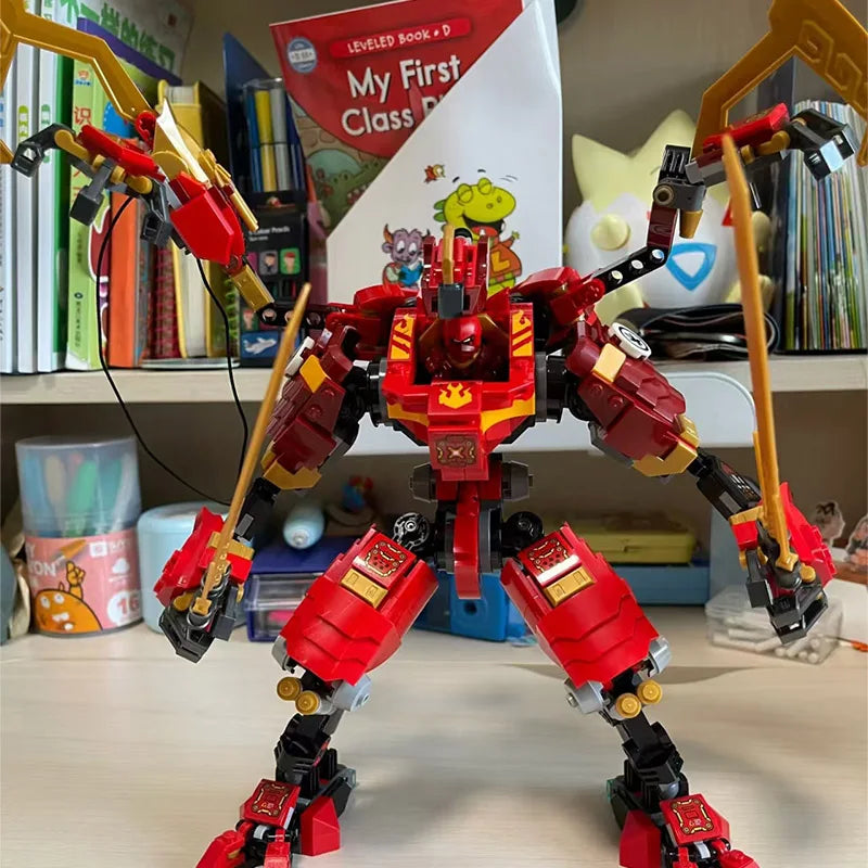 685PCS Ninja Mecha Red Dual Blade Robot Building Toy – Christmas Gift