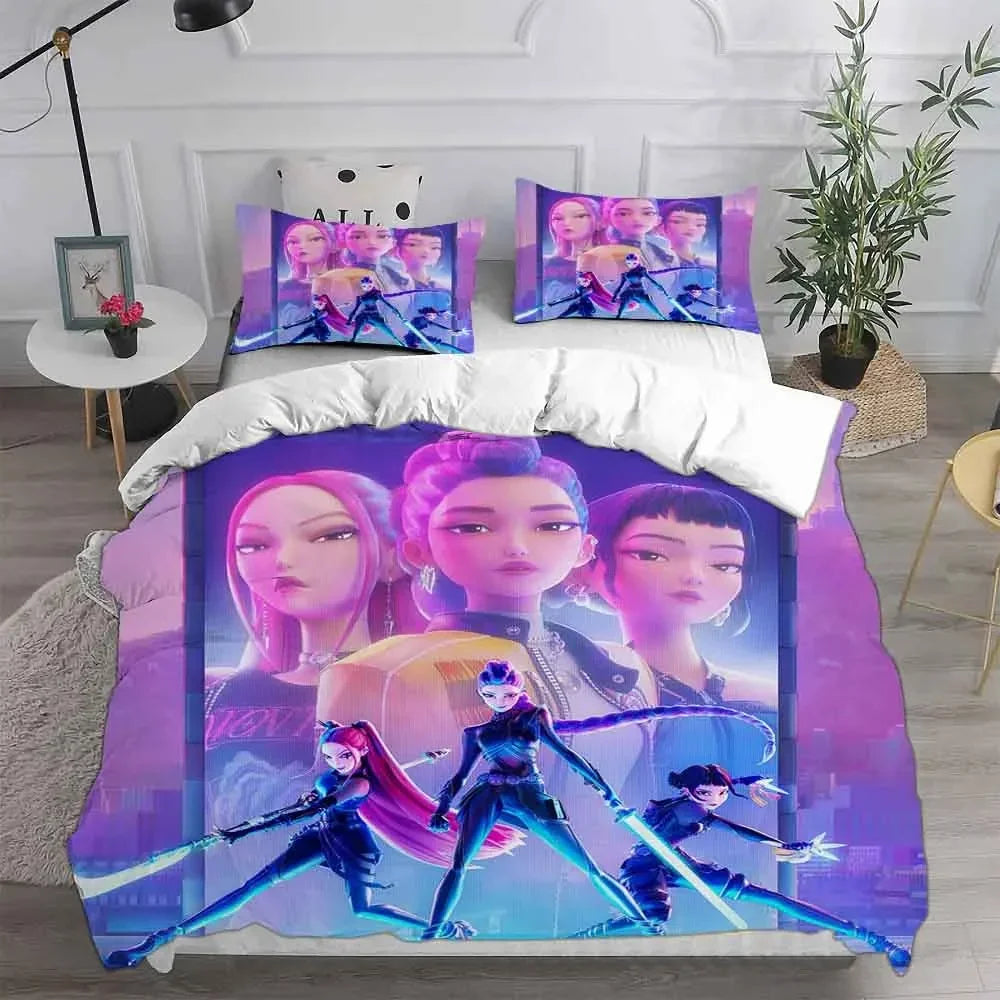 K-Pop Demon Hunters Pink Bedding Set