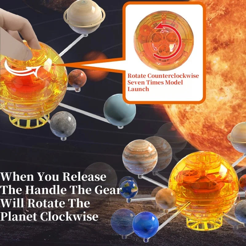 Children's Senses STEM Kit Build a Rotating Solar System Model Planets Revolve Using a Windup Motor Student DIY Puzzle Toys