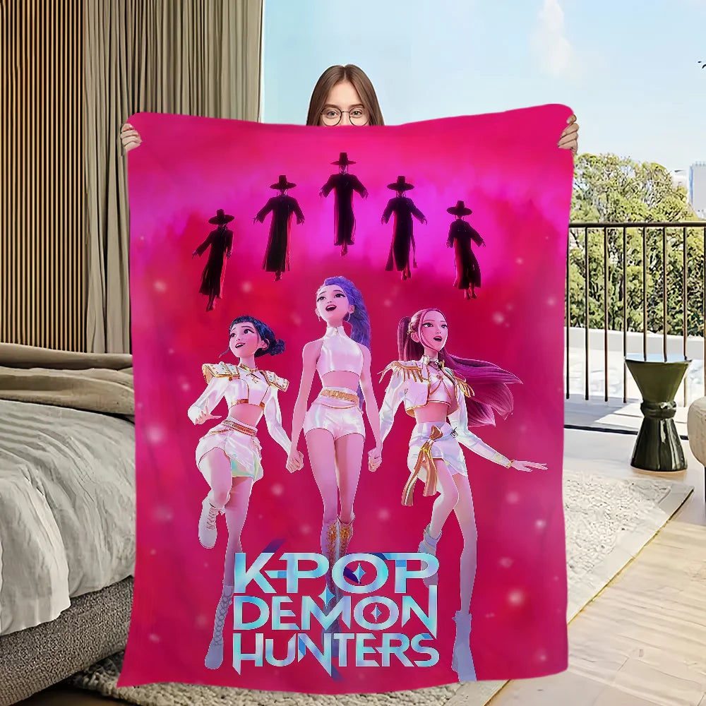 KPop Demon Plush Flannel Blanket – Soft & Cozy